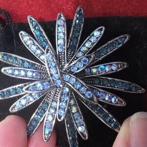 Swarovski Silver and Blue Crystal Starburst Brooch